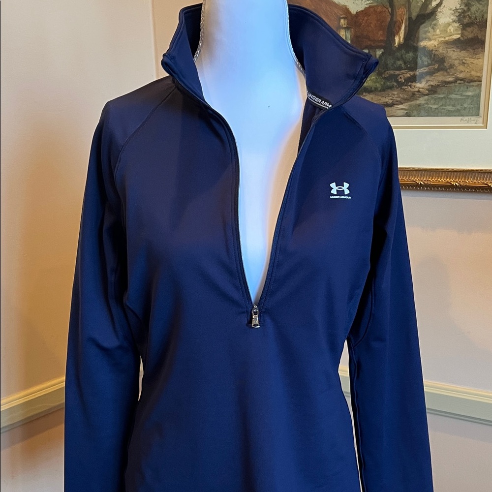 Under Armour Dark Blue Half-Zip Cold Gear - loose fit - small